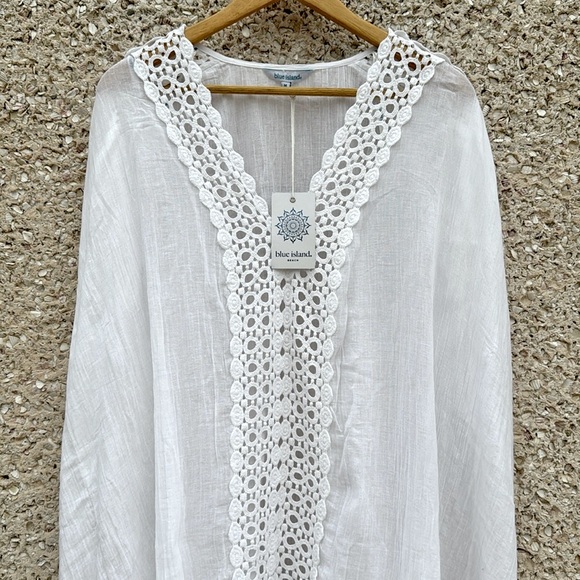 Blue Island Beach Cover Up White Eyelet NWT - Picture 1 of 5